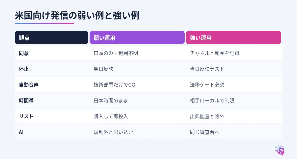 同意、停止、自動音声、時間帯、リストの比較