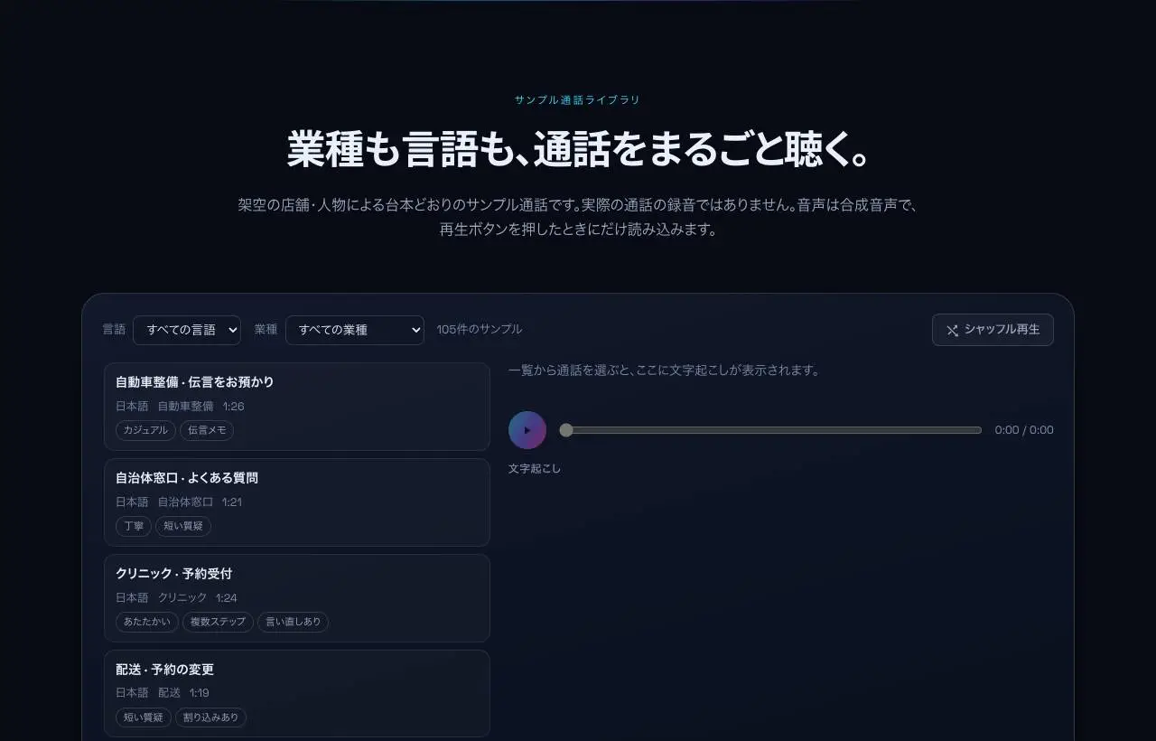 右上に「ログイン」と「無料で始める」がある公開ホームページ