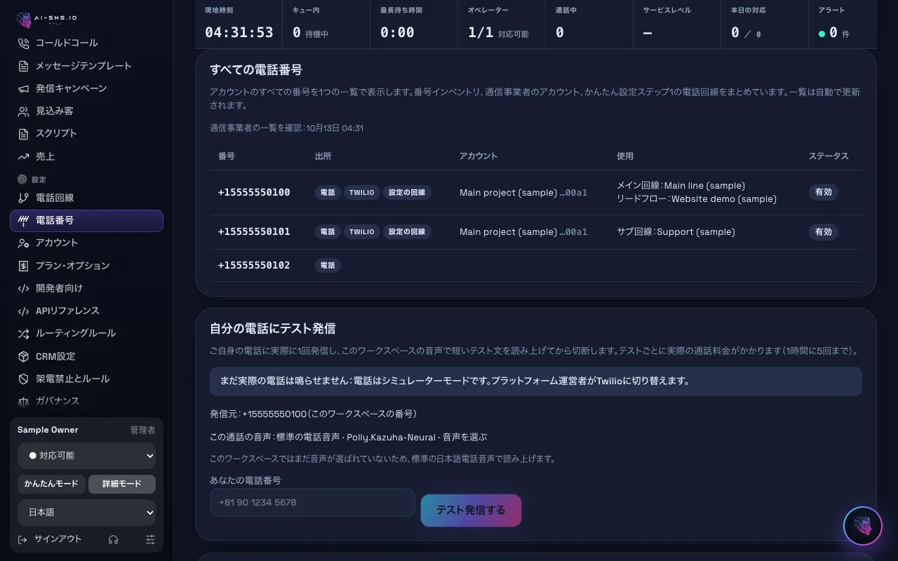 パソコンで見た「電話番号」の画面