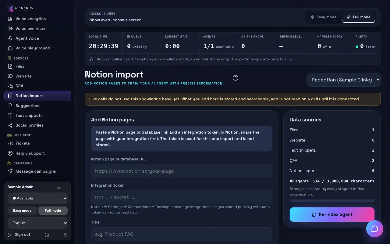 صفحة الاستيراد من Notion: نموذج إضافة صفحات Notion ومصادر البيانات وقائمة Notion